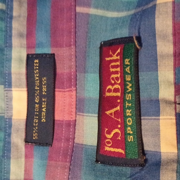 JOS. A. BANK SPORTSWEAR, MENS PLAID, SHIRT, SIZE LARGE, 16- 16 1/2. - Picture 4 of 6